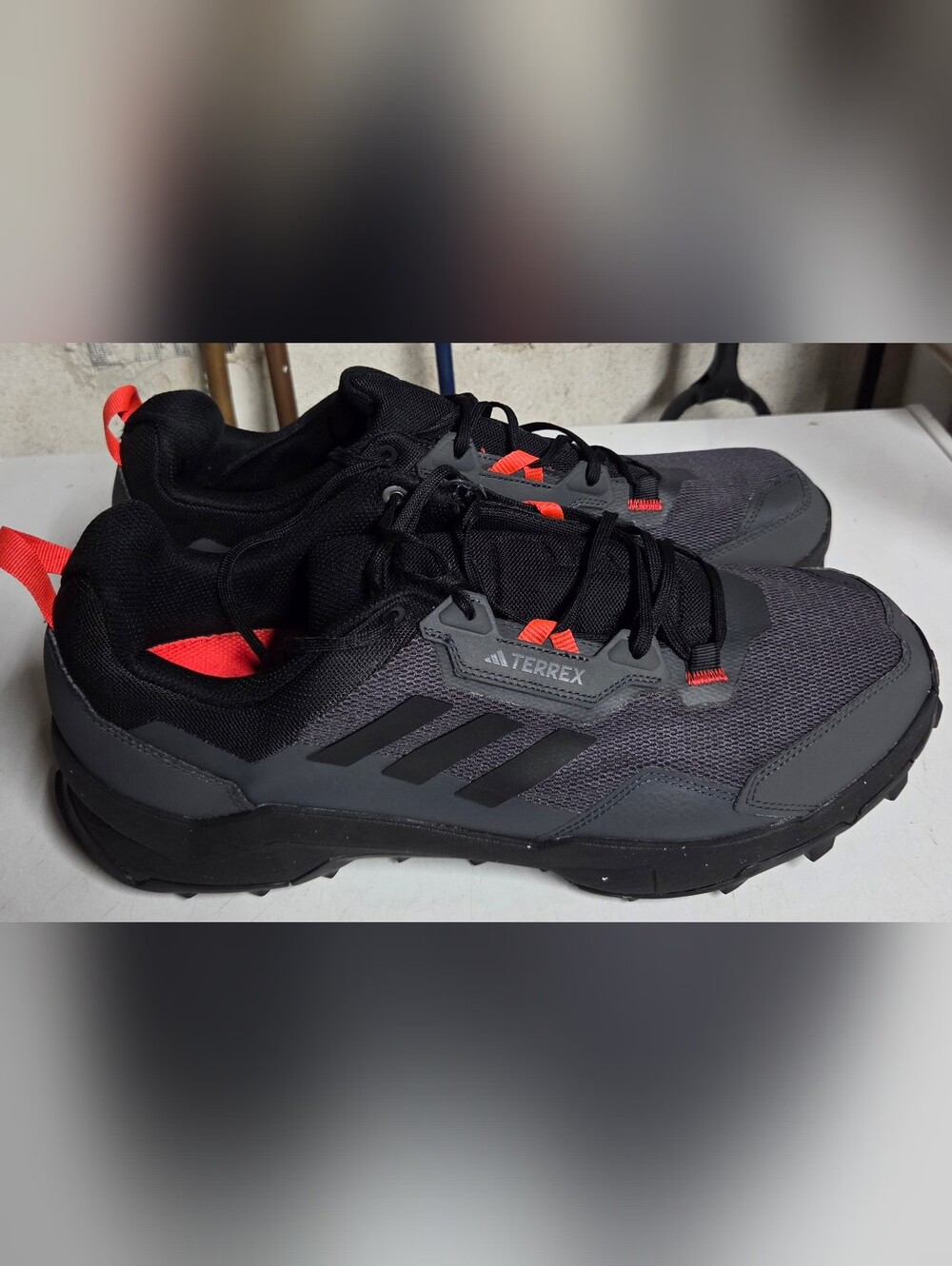 Adidas Terrex Trail Running Shoes - Black & Dark Gray with Red Accents